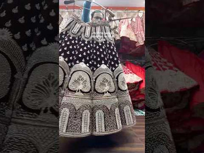 Heavy maroon peacock ball bridal lehenga