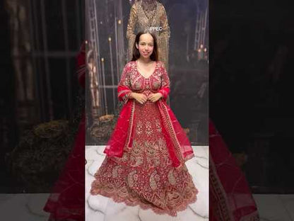 Beautiful Hot pink peacock Crop top Lehenga