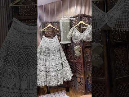 Amazing light green crop top lehenga