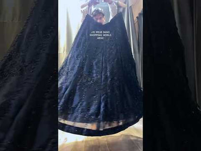 Lavishing black on black monotone handwork Lehenga