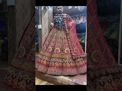 Gorgeous maroon peacock Ball bridal Lehenga