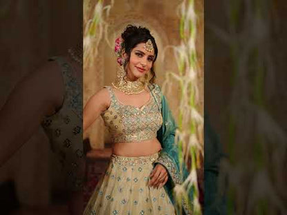 Khoobsurat cream blue lehenga