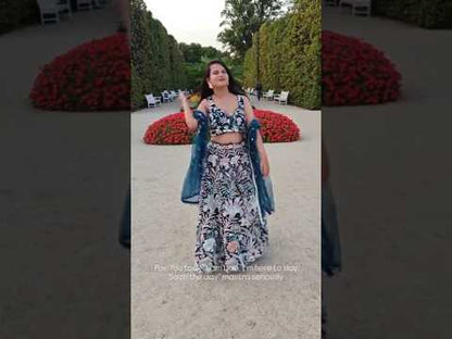 Bright Sequin, Golden-Sliver Threaded Embroidered Georgette sea green white girlish Lehenga