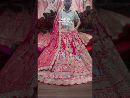 Glamorous peacock red bridal Lehenga