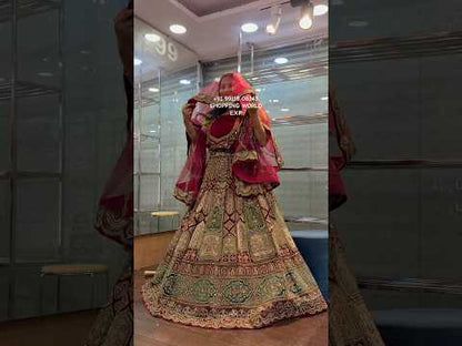 Attractive maroon bridal Lehenga happy customer