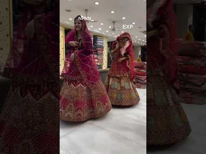 Glamorous maroon bridal Lehenga happy customer