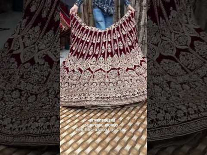 Beautiful handwork maroon Red lehenga