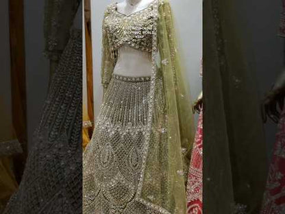 Designer green Crop top Lehenga