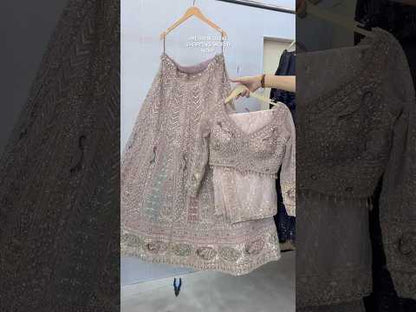 Awesome Lavender pink peacock crop top Lehenga