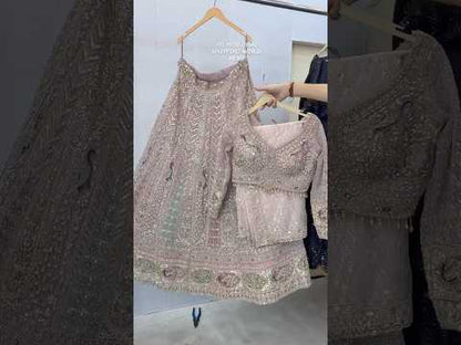 Awesome Lavender pink peacock crop top Lehenga