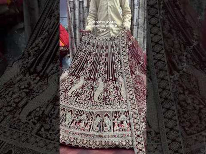 Fabulous maroon peacock bridal Lehenga