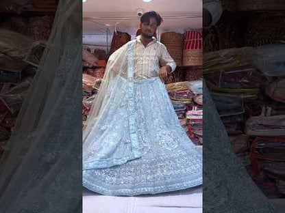 Agradable lehenga azul cielo