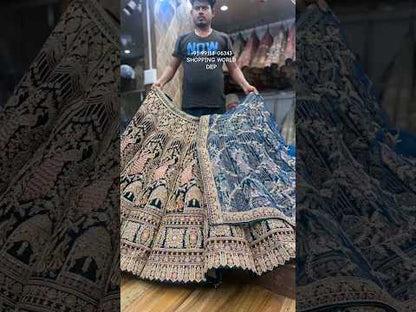 Lovely maroon blue morpich peacock doli barat bridal Lehenga