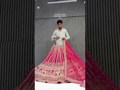 Tremendous rani pink handwork Doli Barat bridal Lehenga