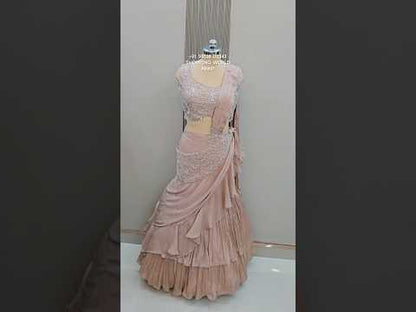 Pretty pink Drape lehenga Saree