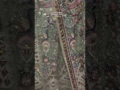 Elegant pista green peacock Crop Top Lehenga