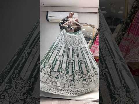 Fantastic silver green crop top Lehenga