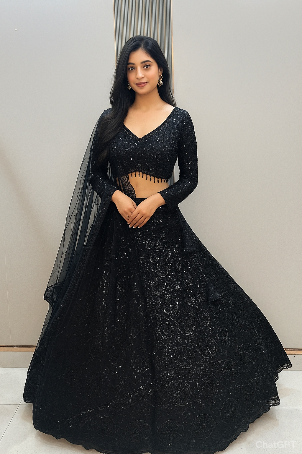 Gorgeous Cherry red on red Monotone Crop top Lehenga