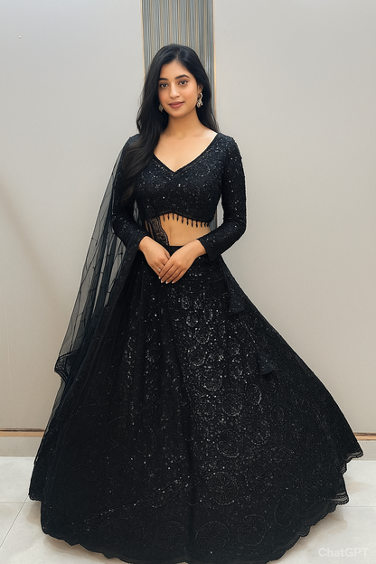 Gorgeous Cherry red on red Monotone Crop top Lehenga