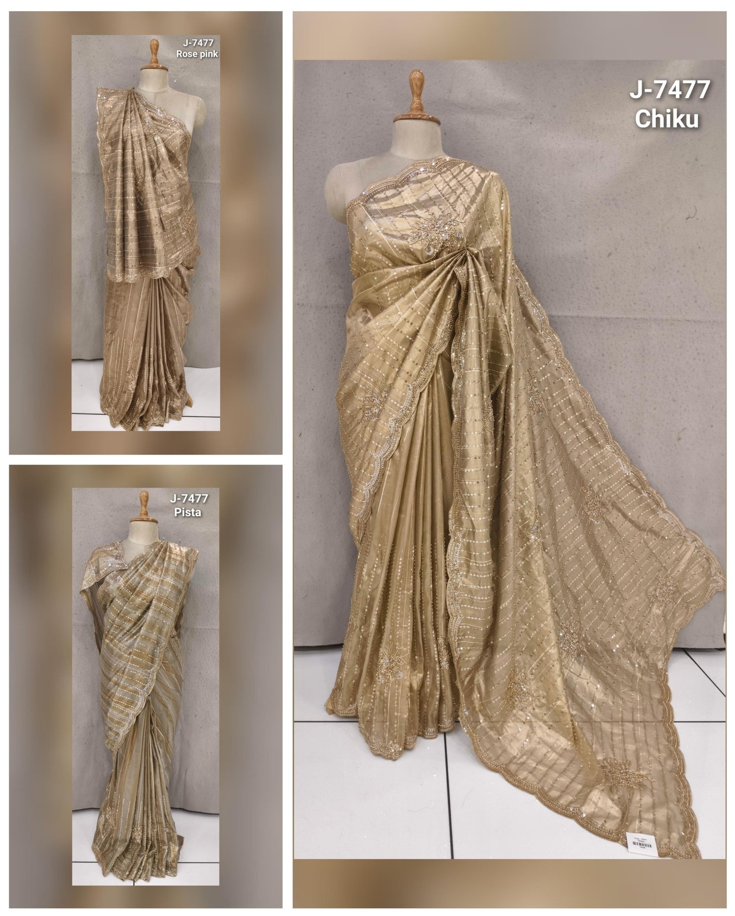 Golden Pink pista Green Saree
