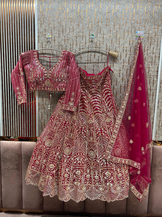 Hot Pink Crop Top Lehenga