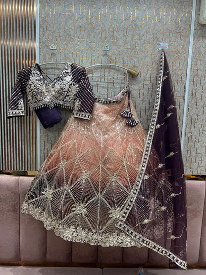 Fantastic Blue Light Blue Double Shade crop Top Lehenga