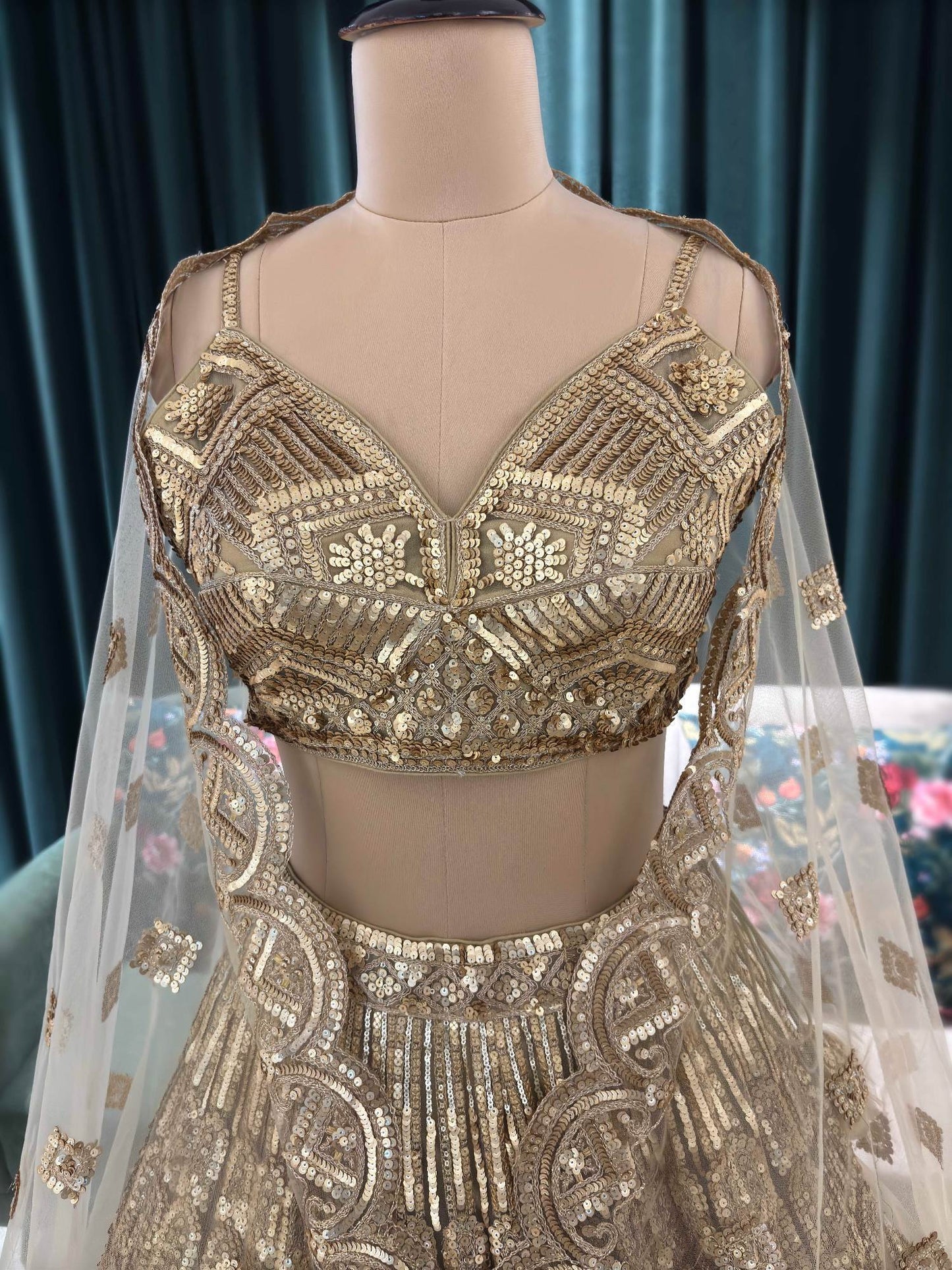 Fabulous peacock golden crop top Lehenga happy customer