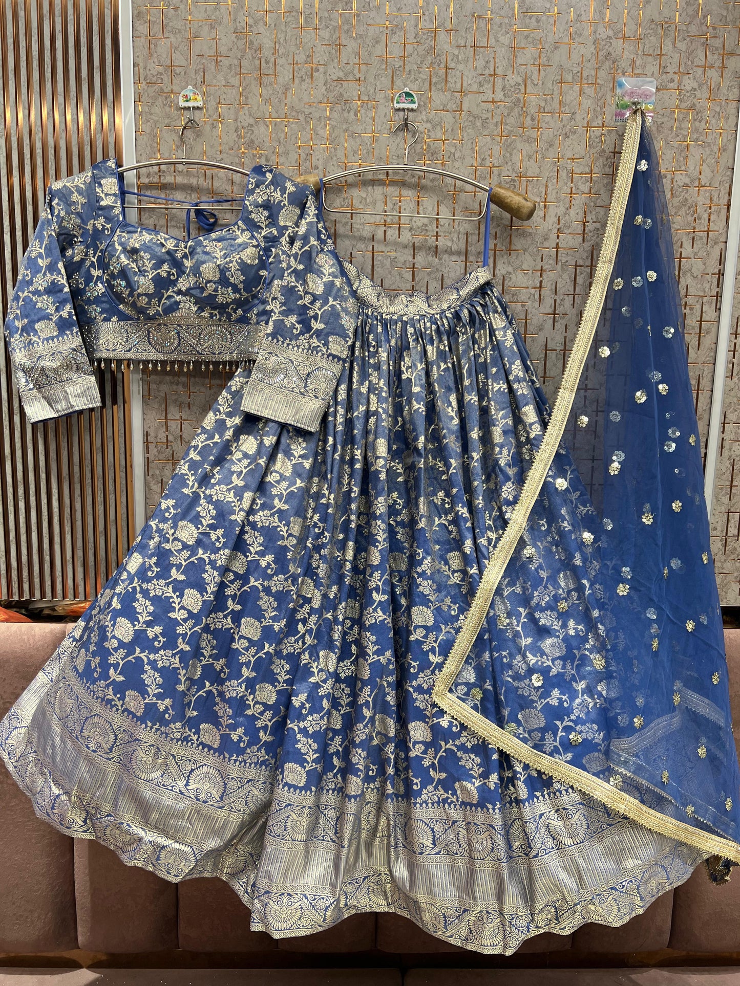 Blue Crop Top Lehenga