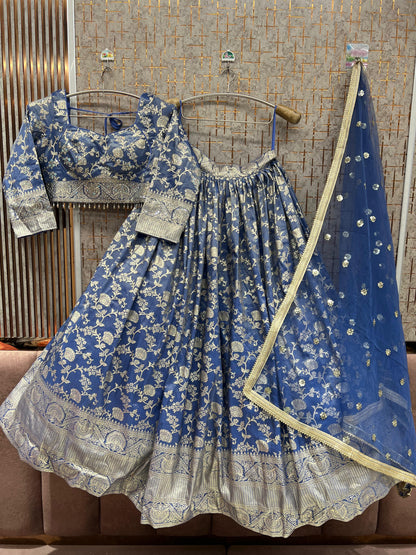 Blue Crop Top Lehenga