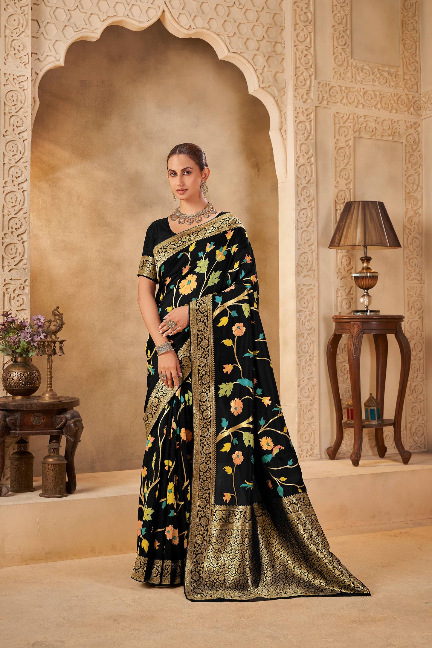 Black Viscose Saree 6115