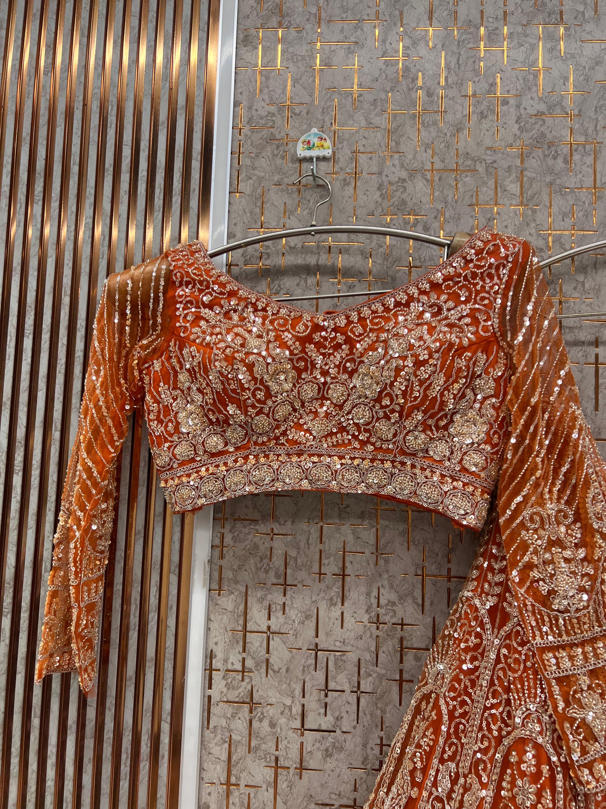 Orange Crop Top Lehenga - Shopping World