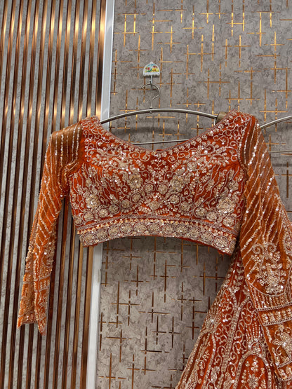 Orange Crop Top Lehenga - Shopping World