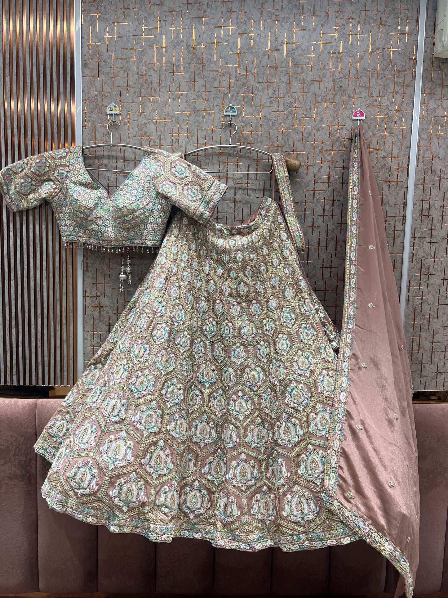 Sea Green Crop Top Lehenga