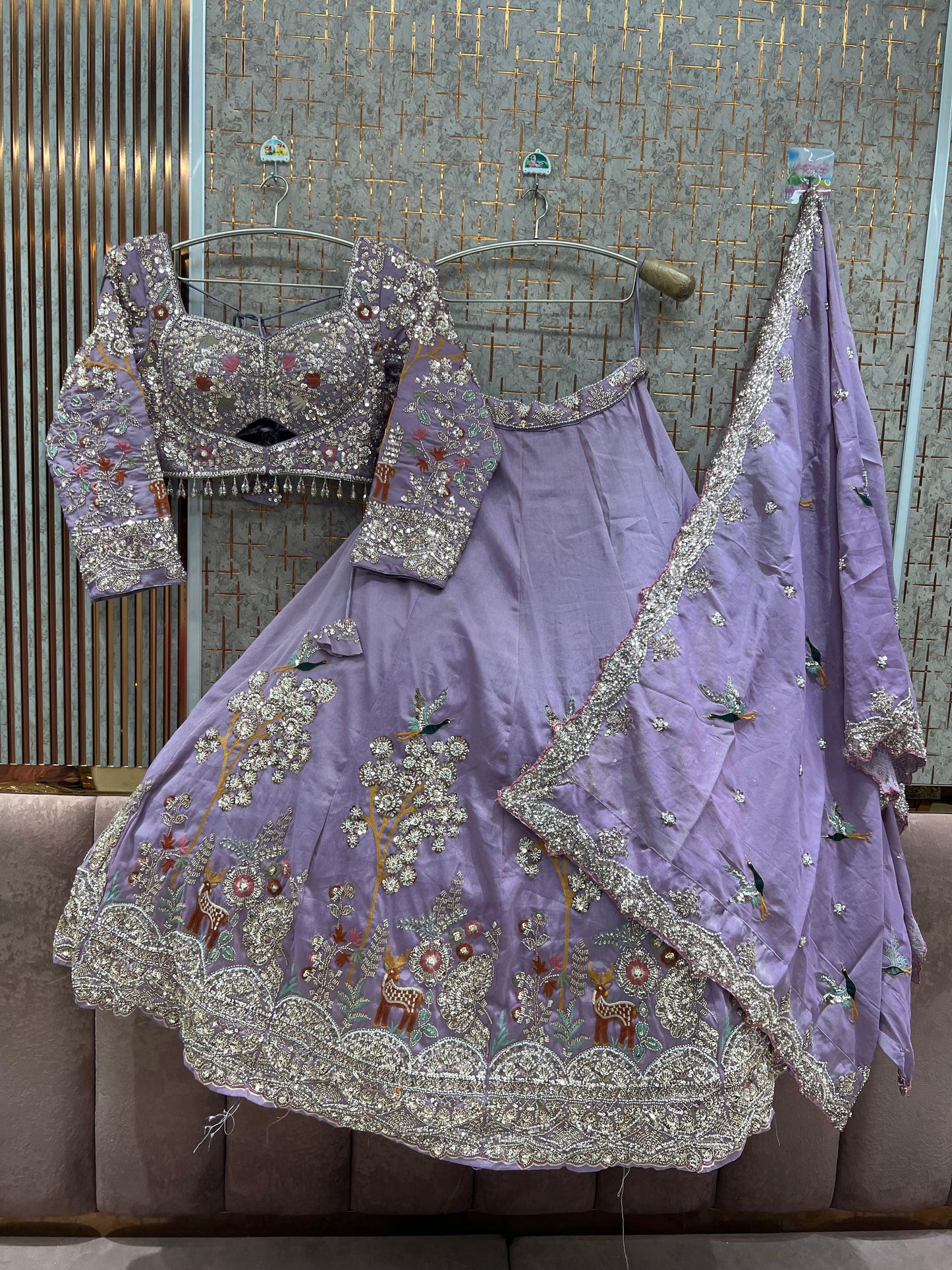 Turquoise Green peacock Crop Top Lehenga