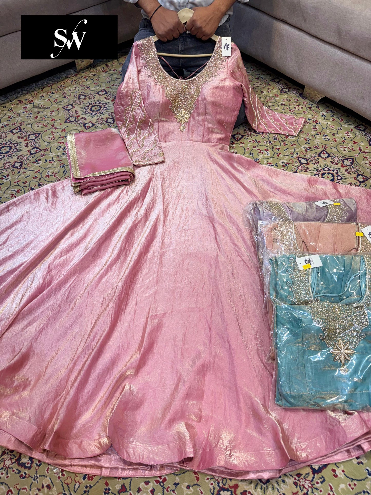 Pink Long Sharara Suit Dress Material