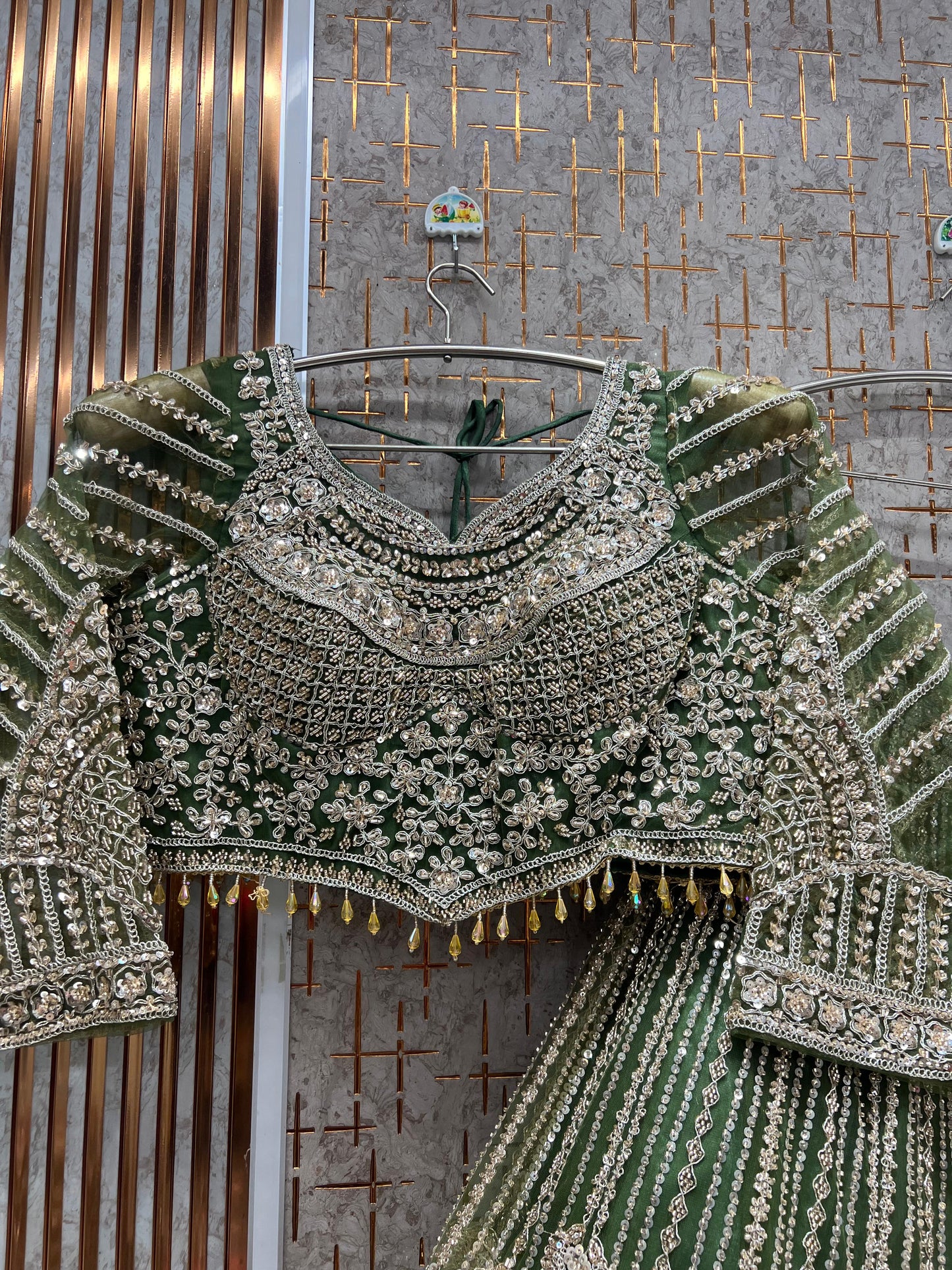 Majestic green crop top Lehenga