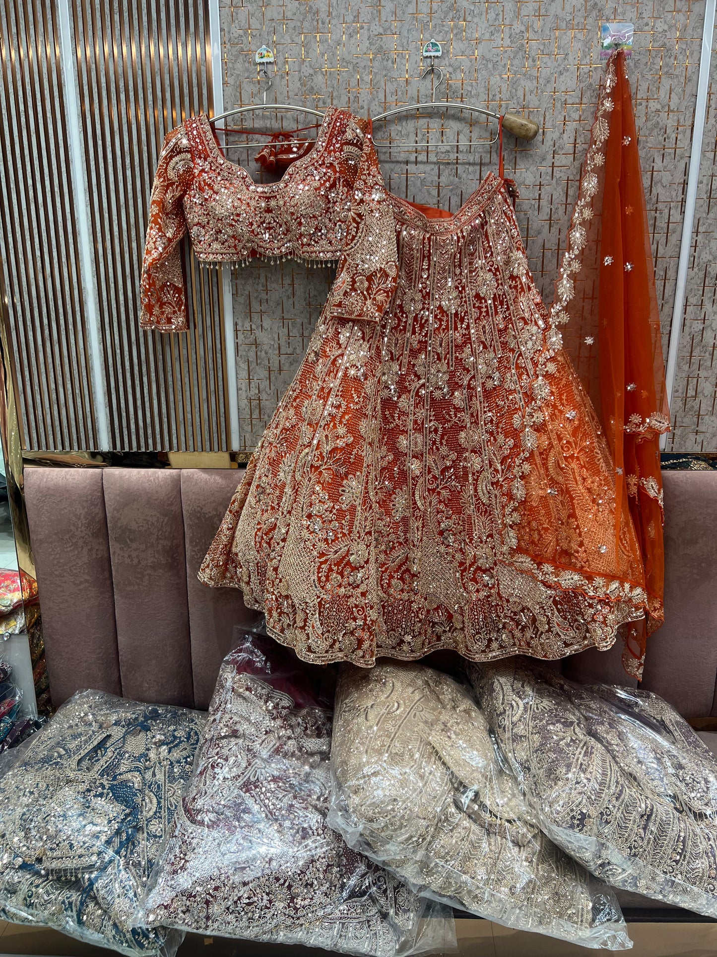 Orange Crop Top Lehenga - Shopping World