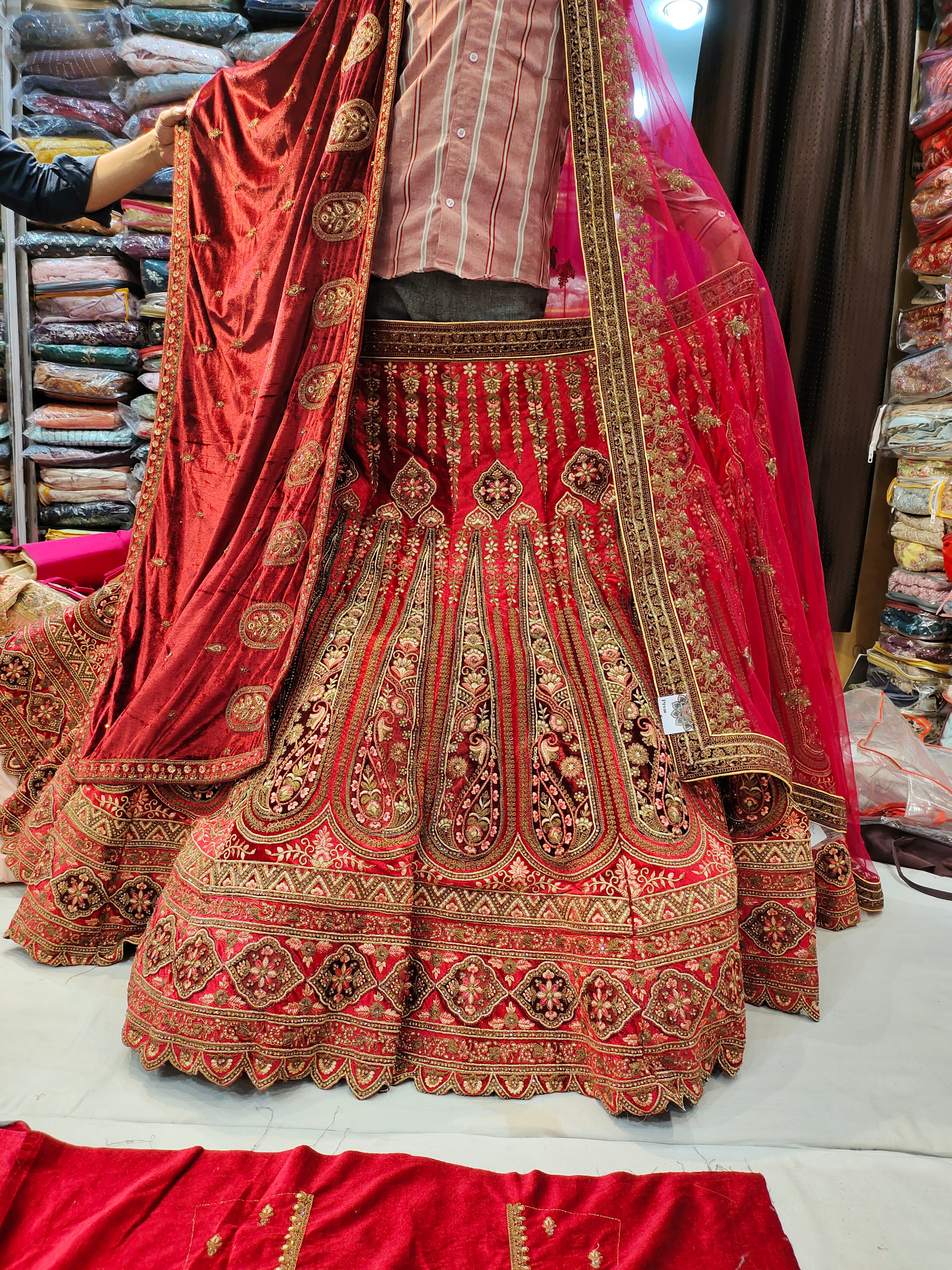 Gajab Red Lehenga double dupatta Shopping World