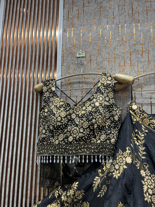 Beautiful Black crop Top Lehenga
