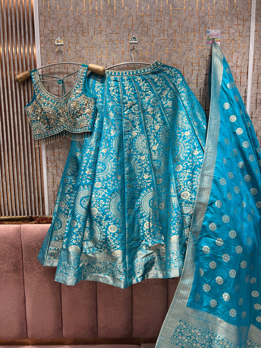 Awesome Blue Crop Top Lehenga