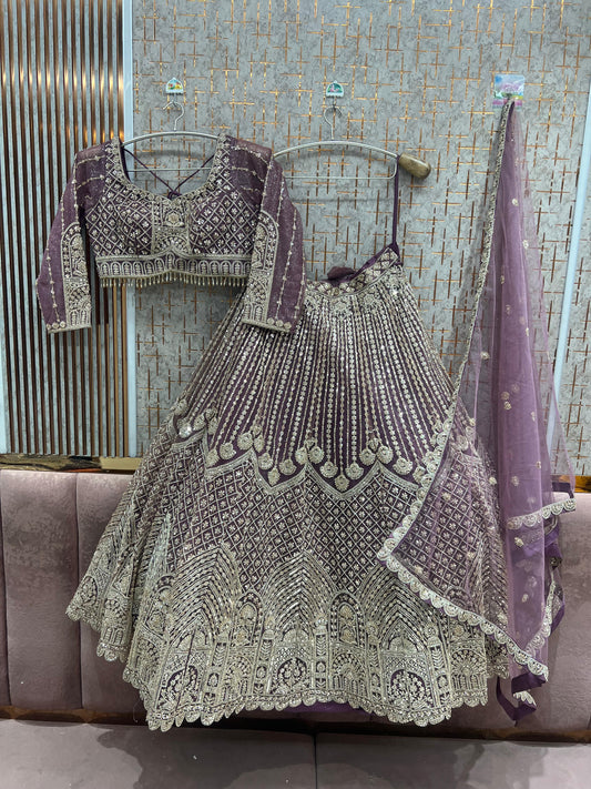 Onion Pink Crop top Lehenga