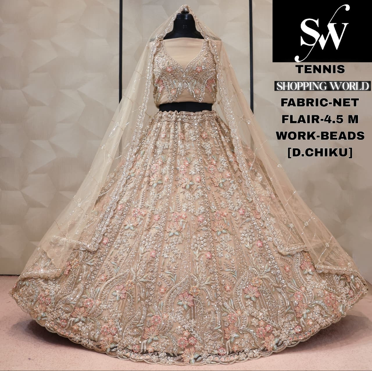 Net pista green Lehenga