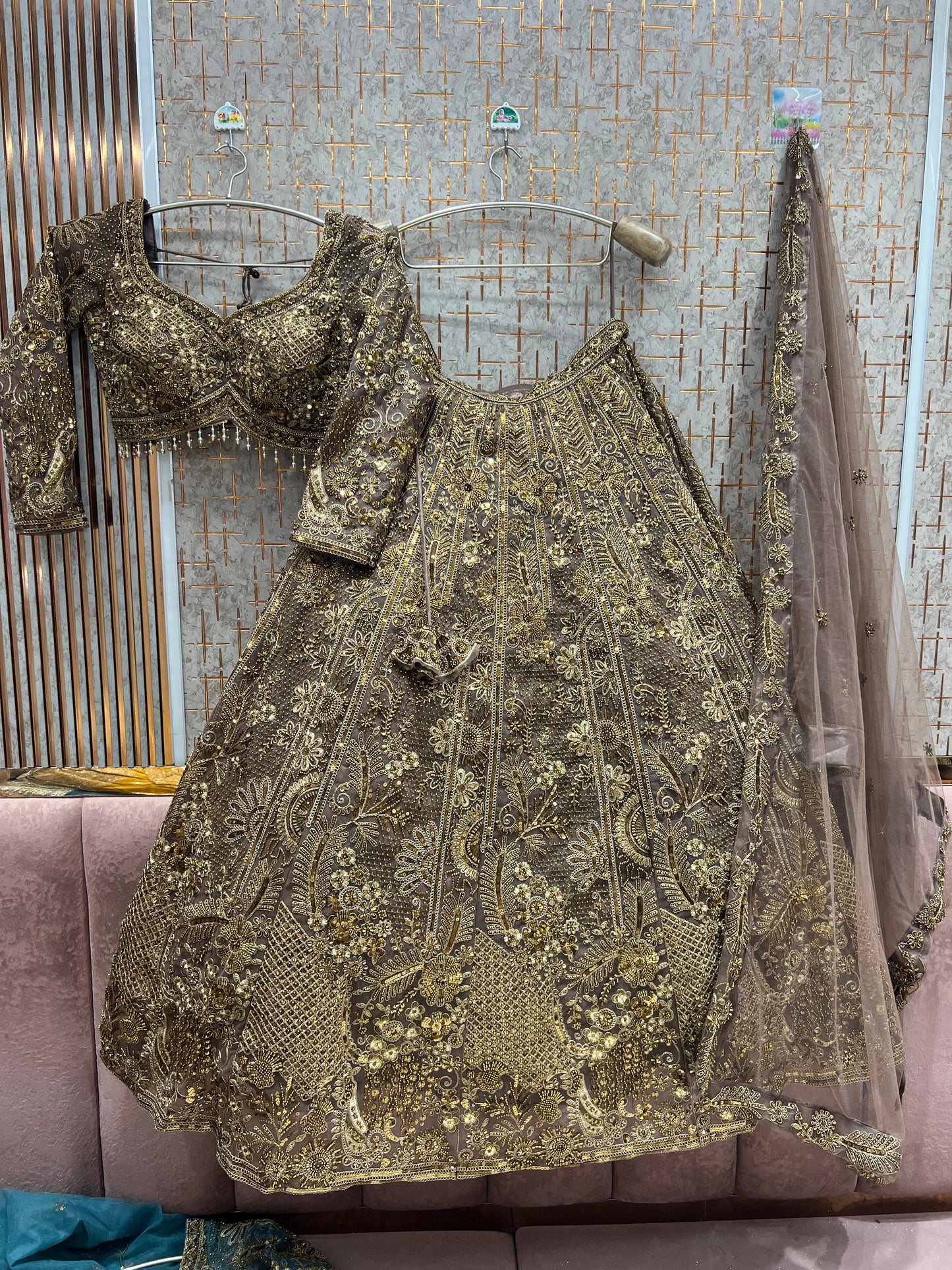 Charming Brown Crop Top Lehenga