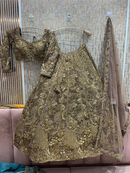 Charming Brown Crop Top Lehenga