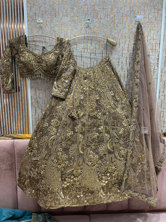 Charming Brown Crop Top Lehenga