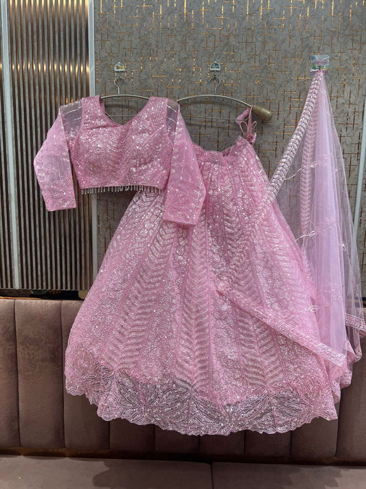 Pink Crop Top Lehenga