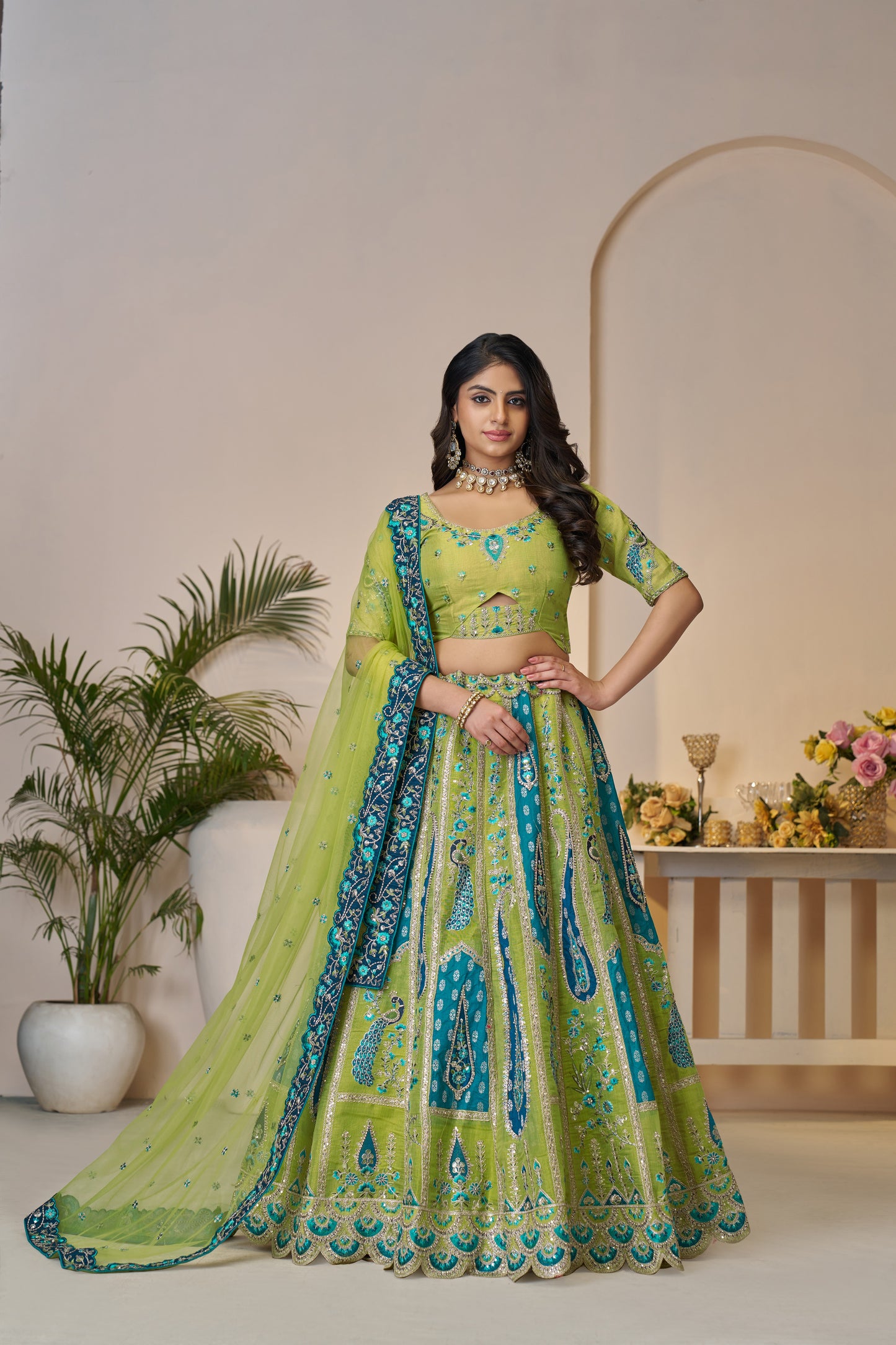 Amazing green girlish lehenga 484