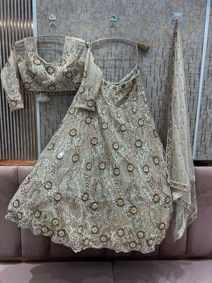 Brown Crop Top Lehenga