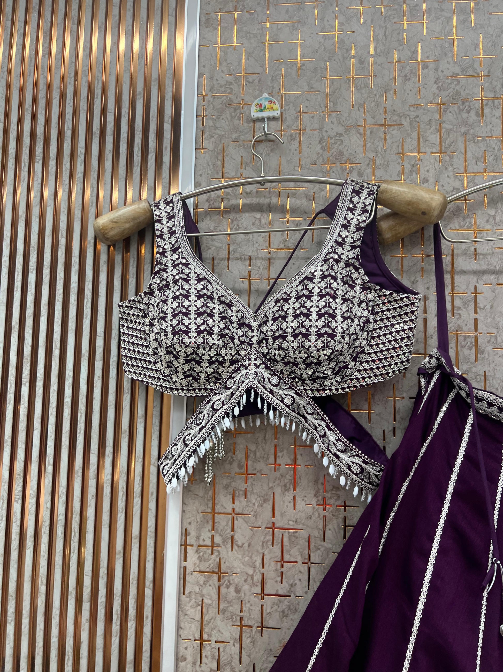 Maroon Crop Top Lehenga - Shopping World