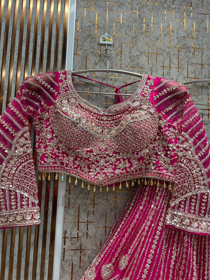 Majestic green crop top Lehenga